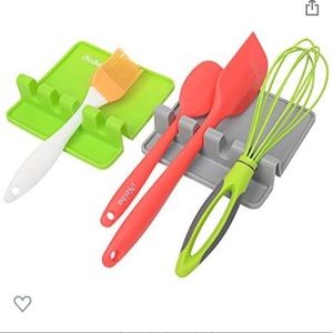 2Pck Kitchen Silicone Spoon Rest, Kitchen Utensil Rest, Ladle & Spoon Holder